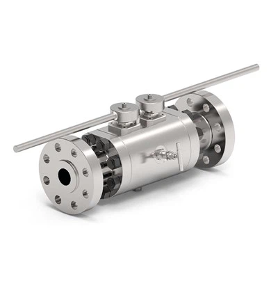 Robinet à tournant sphérique à double bloc et purge à double effet