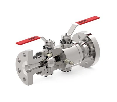 Tourillon de robinet à tournant sphérique à double bloc et purge